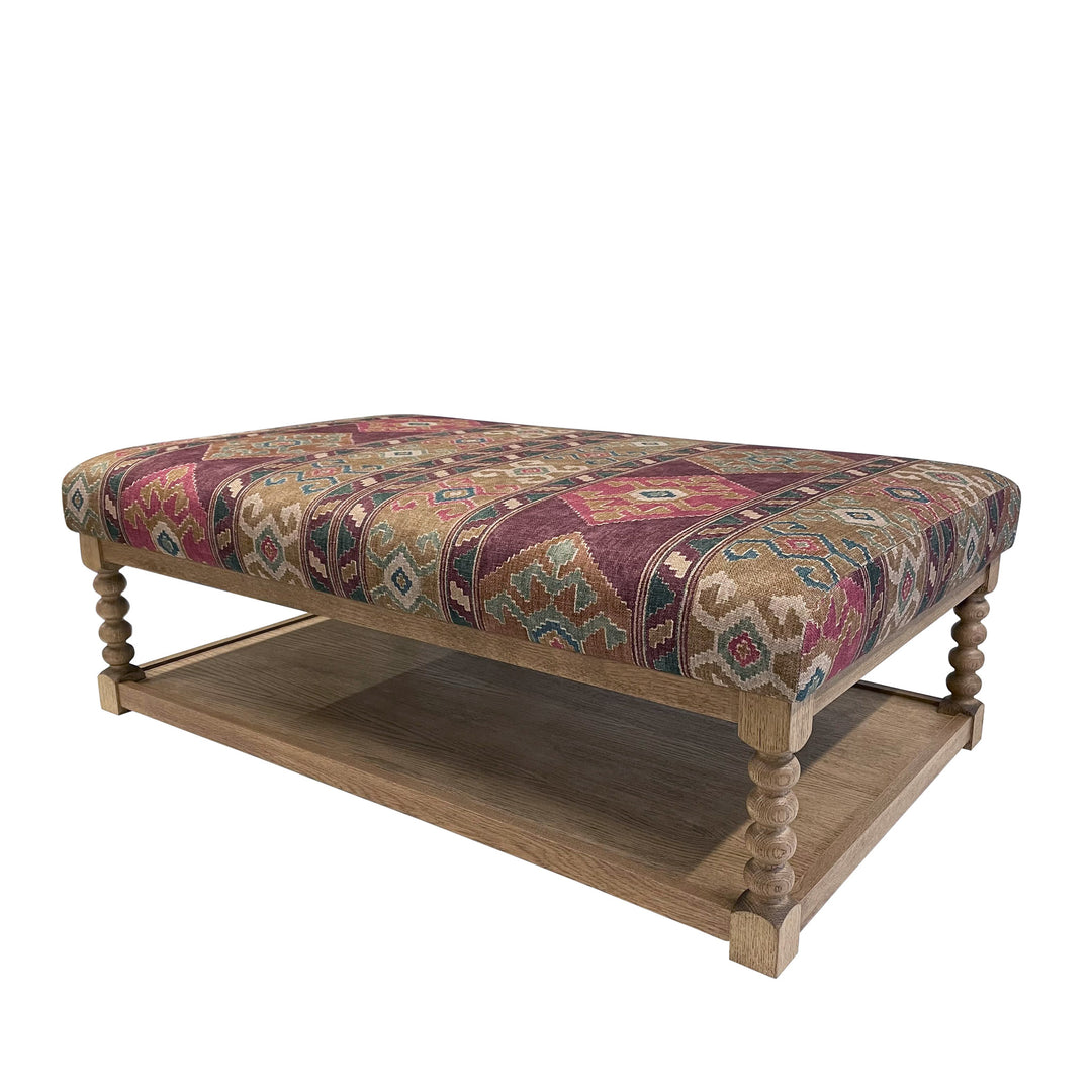Paros Chunky Top & Bobbin : Oak Framed Coffee Table Stool