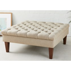 Alberta Deep Buttoned : Large Coffee Table Stool