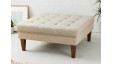 Calgary : Shallow Buttoned Square Footstool