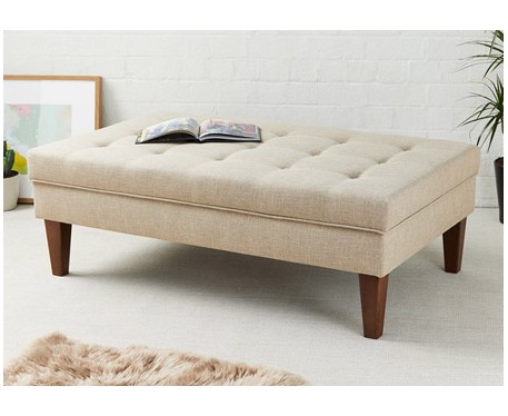 Alberta Shallow Buttoned : Large Coffee Table Stool