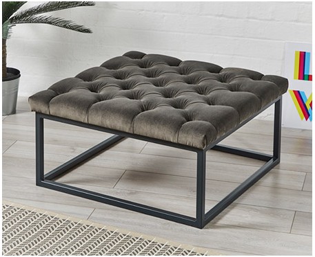 Stuttgart Deep Oned Square Metal, Small Round Footstool The Range