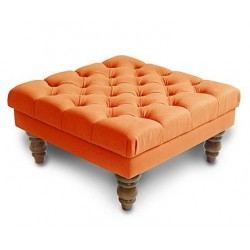 Deep Buttoned Square Footstool