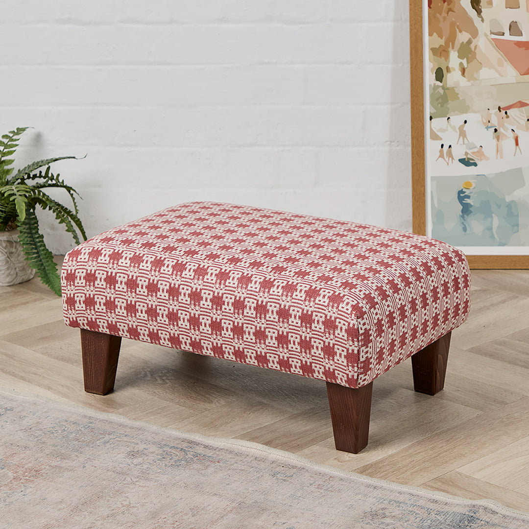 Richmond Small Footstool (Sanderson Akan Pink Pepper) 61 x 41cm