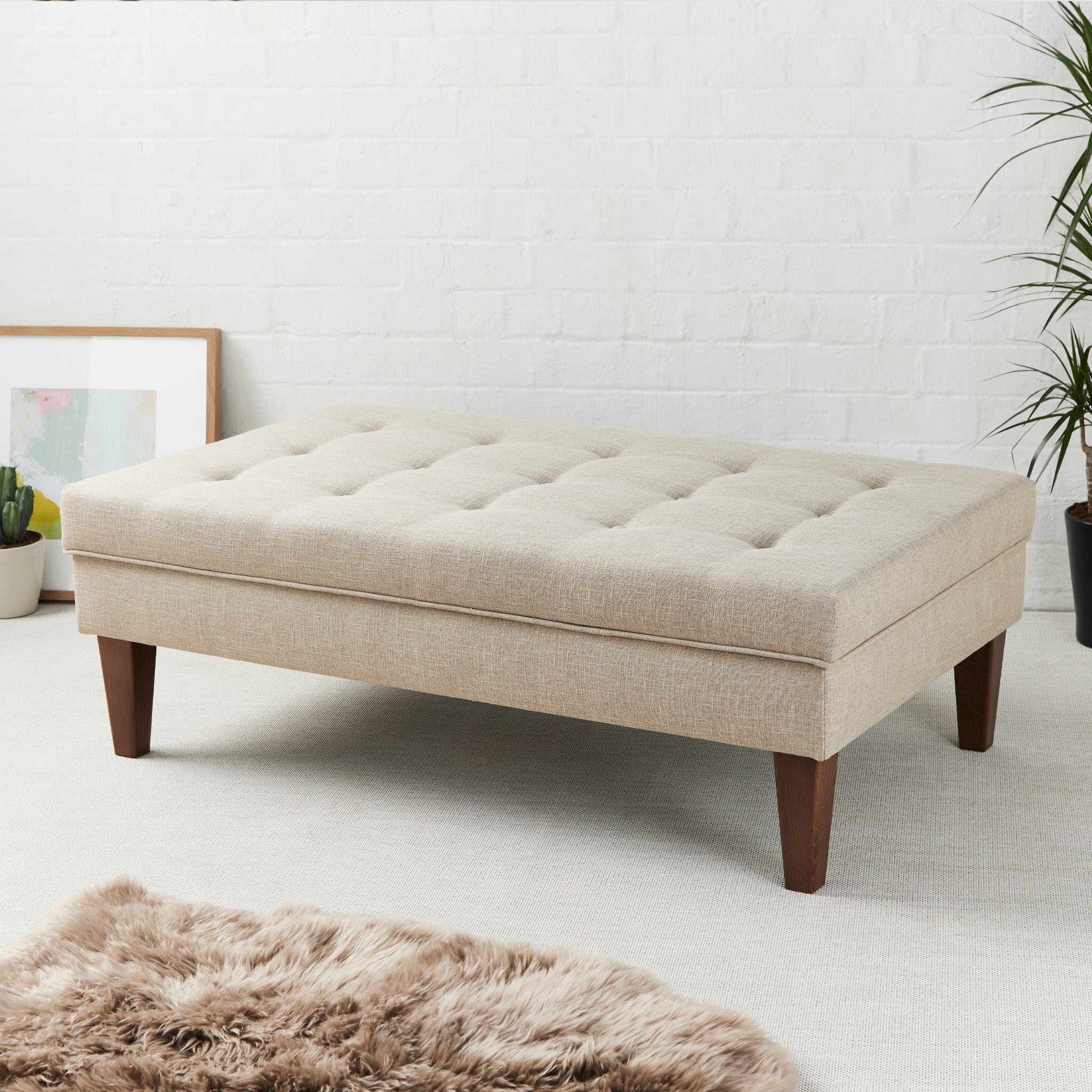 Bespoke Alberta Shallow Buttoned : Large Coffee Table Stool