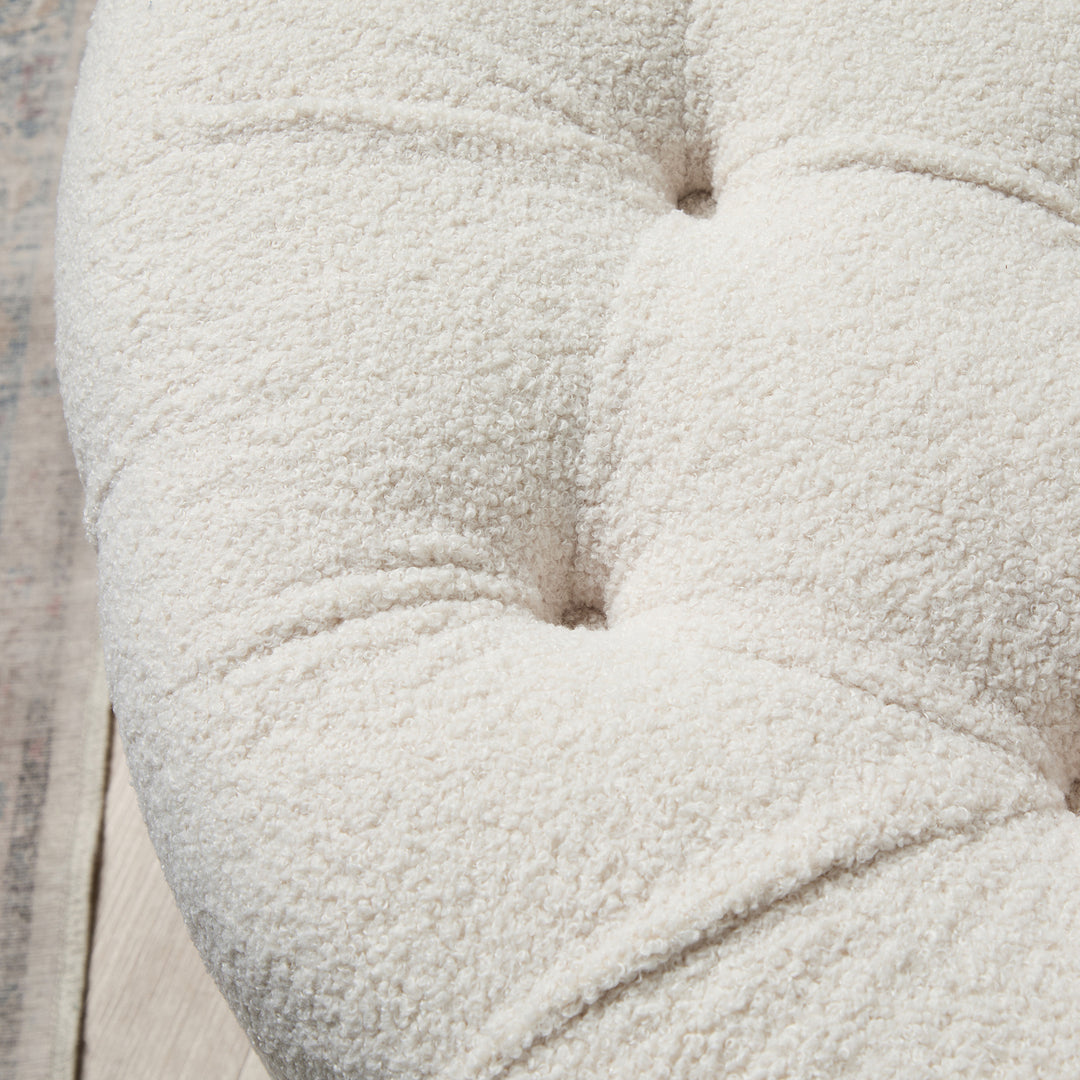 Brixton Buttoned Circular Ottoman (Boho Ivory) 102cm Diam