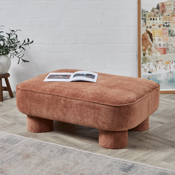 SALE - Braga Ottoman : Round Leg Piped Ottoman