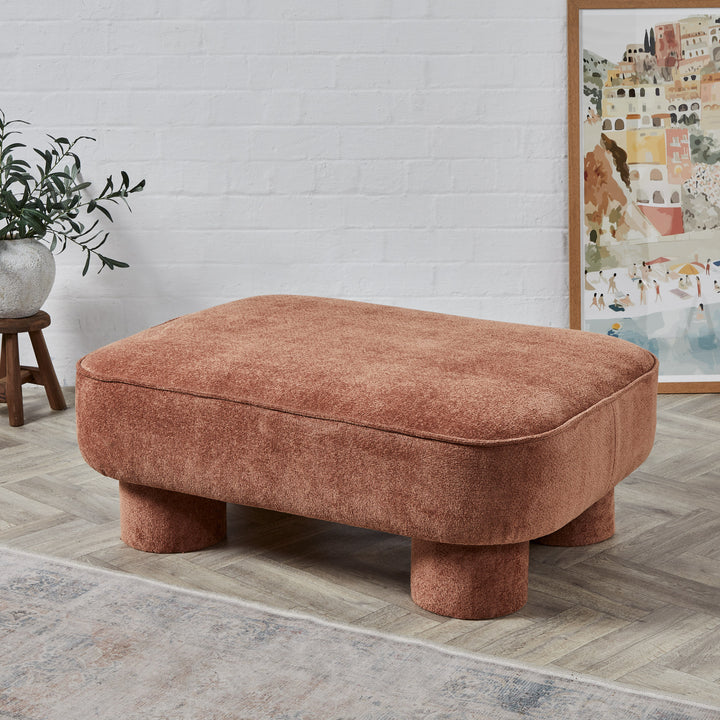SALE - Braga Ottoman : Round Leg Piped Ottoman