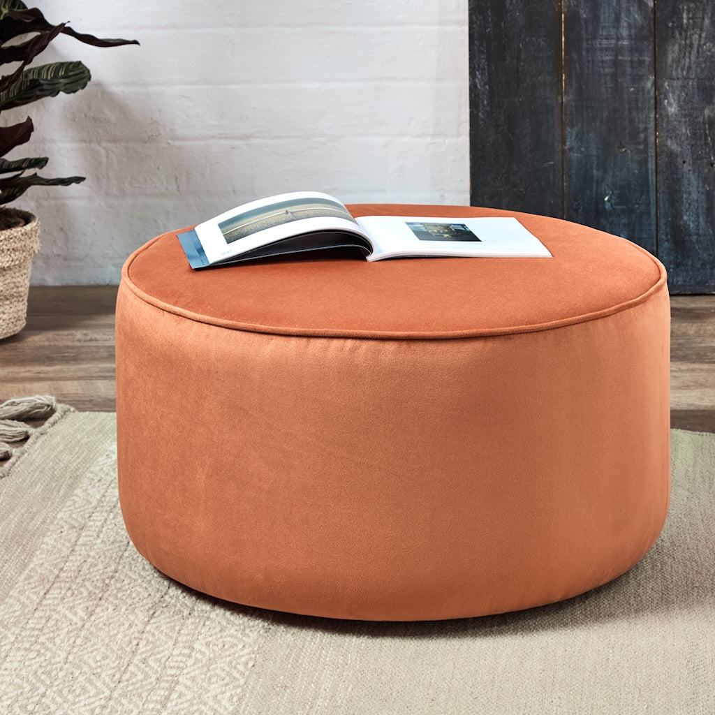 Brooklyn Piped : Large Drum Pouffe with piping