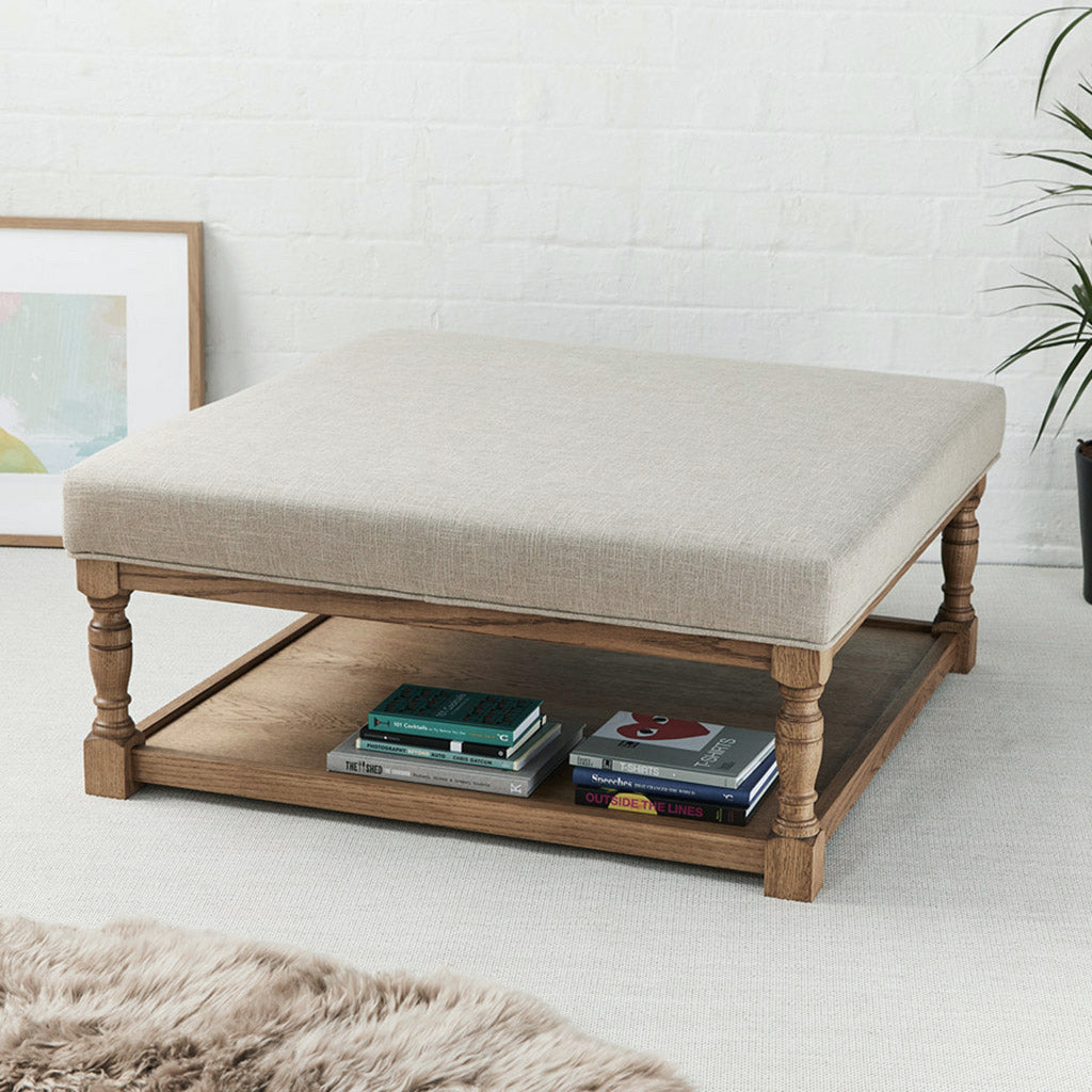 Bespoke Burlington Plain : Square Oak Framed Coffee Table Stool