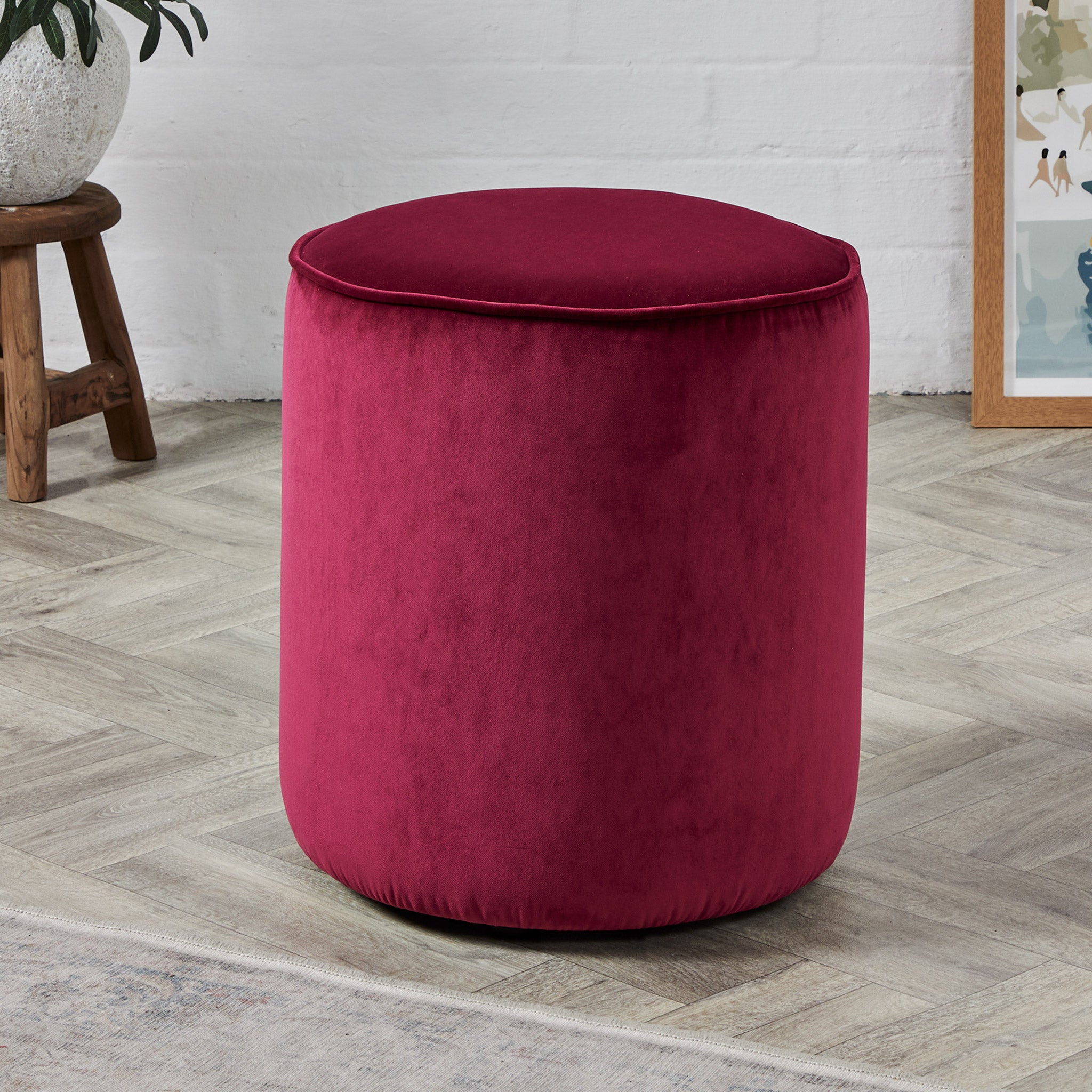 Bespoke SALE Camden Tall Piped : Drum Stool with Piping