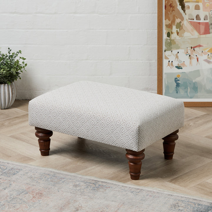 Richmond Small Footstool (Porter Diamond Ivory) 61 x 41cm