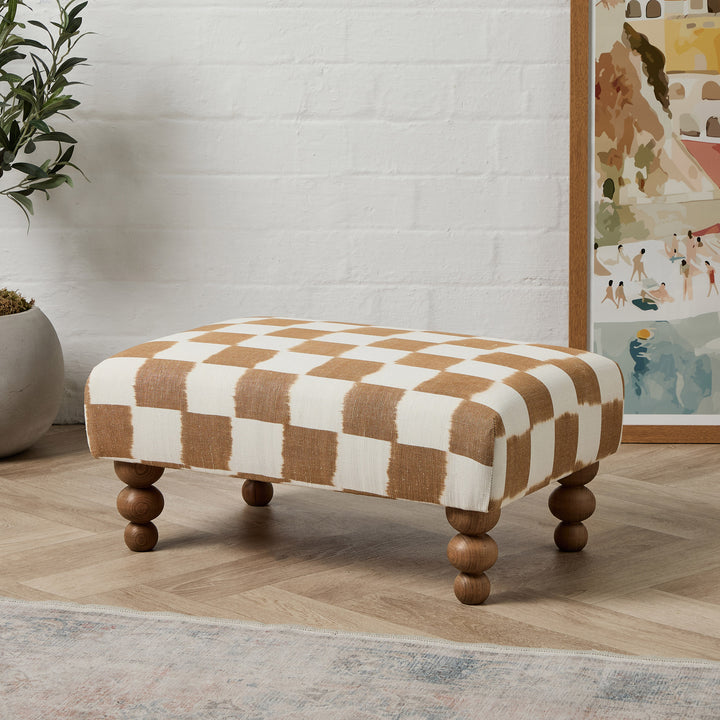 Richmond Small Footstool (Studio Atkinson Checkerboard Toffee)