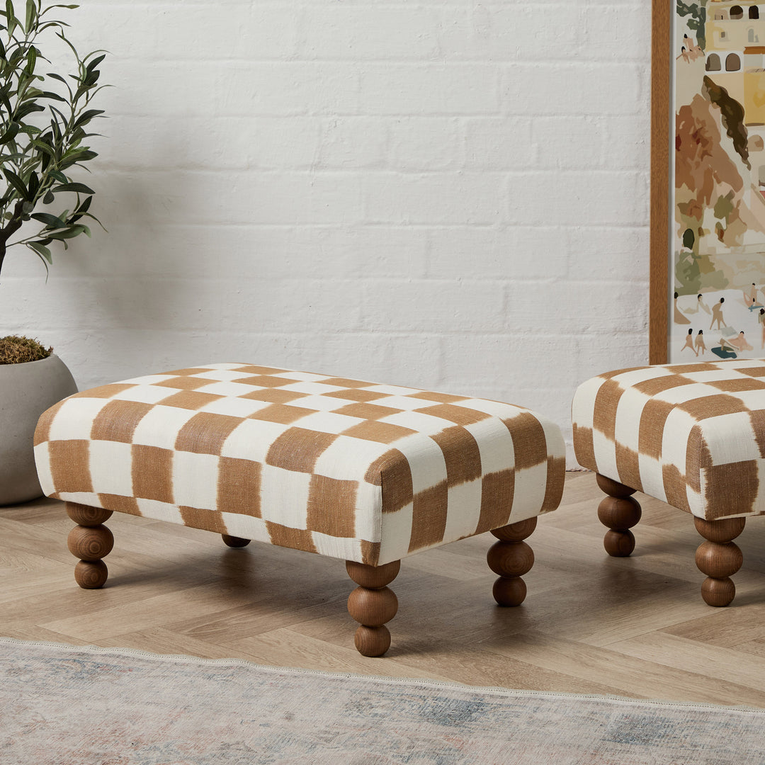 Richmond Small Footstool (Studio Atkinson Checkerboard Toffee)