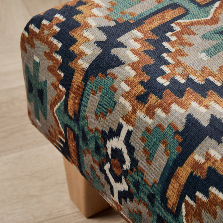 Richmond Small Footstool (Exmouth Nautical kilim) 46 x 33cm