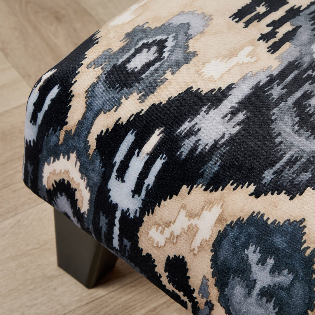 Richmond Small Footstool (Linwood Bukhara Graphite) 61 x 41cm