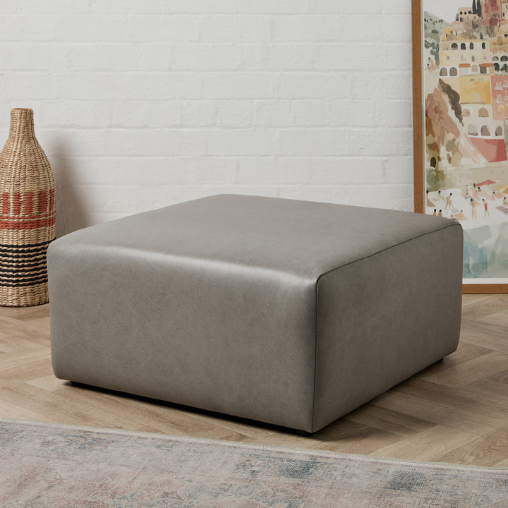 Soho Ottoman (Leather London Fog) 76 x 76cm