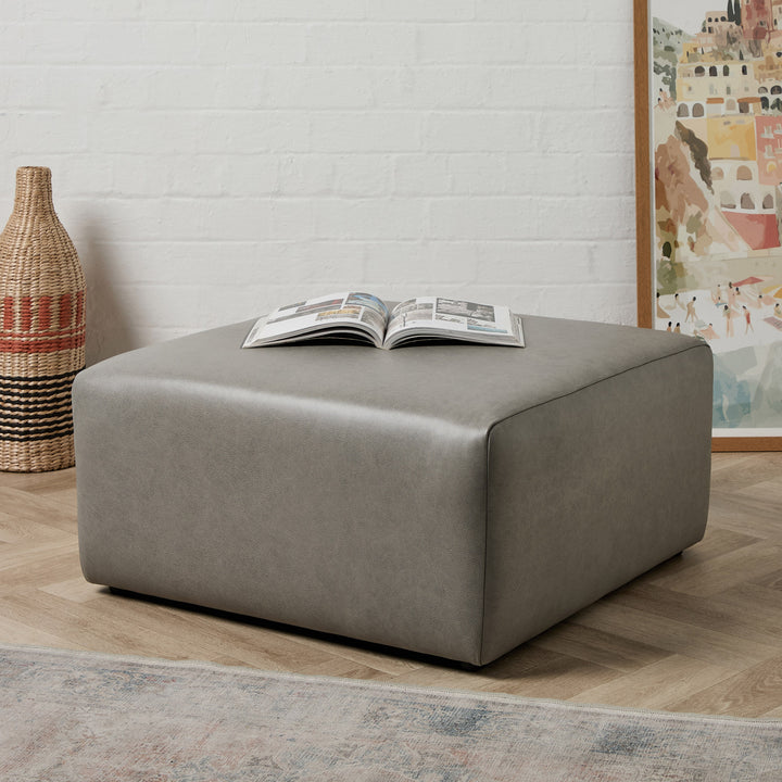 Soho Ottoman (Leather London Fog) 76 x 76cm
