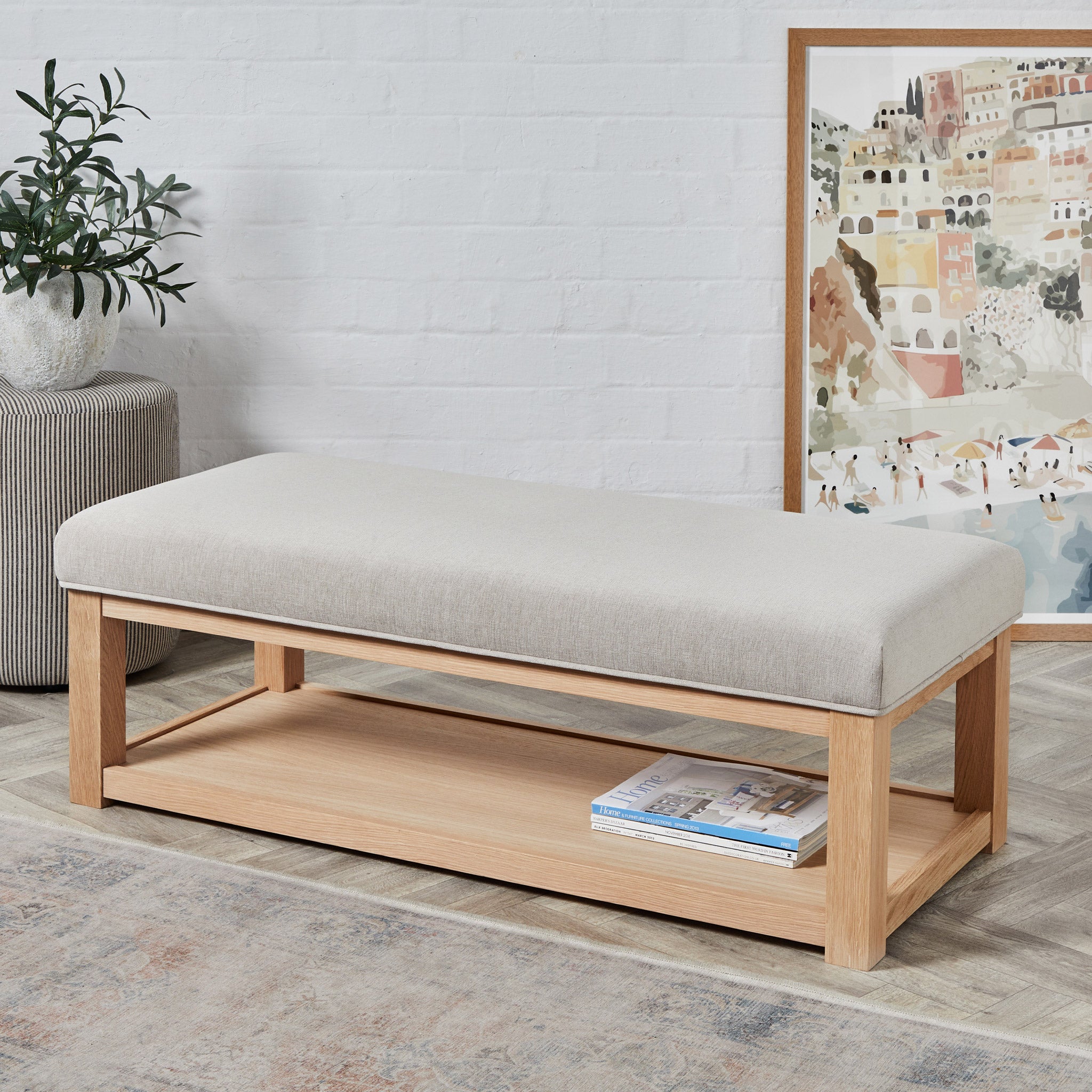 Bespoke Hamilton Plain Straight Leg : Oak Framed Coffee Table Stool