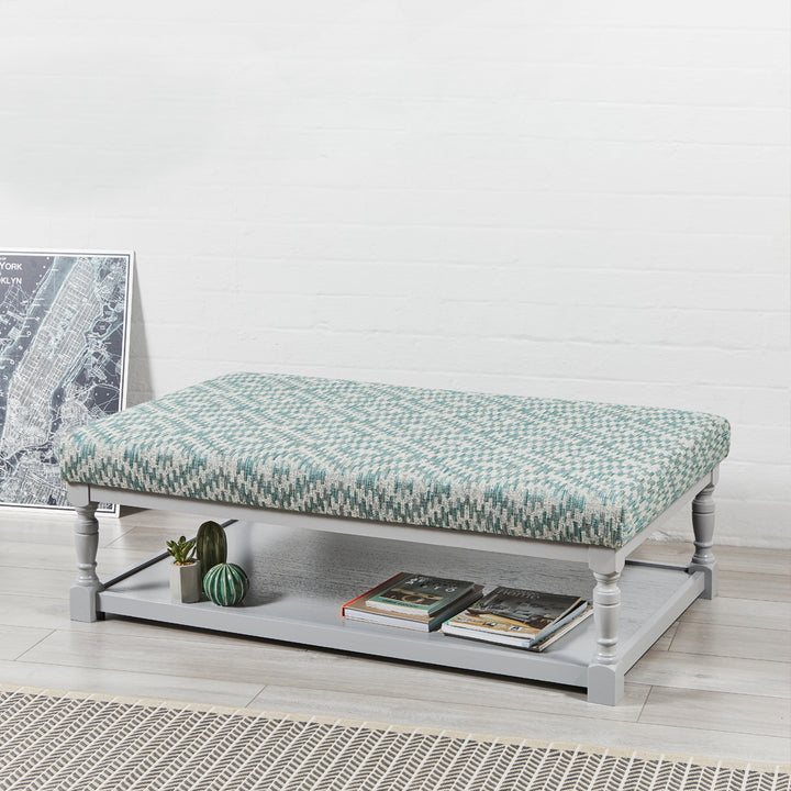 Hamilton Plain : Rectangular Oak Framed Coffee Table Stool