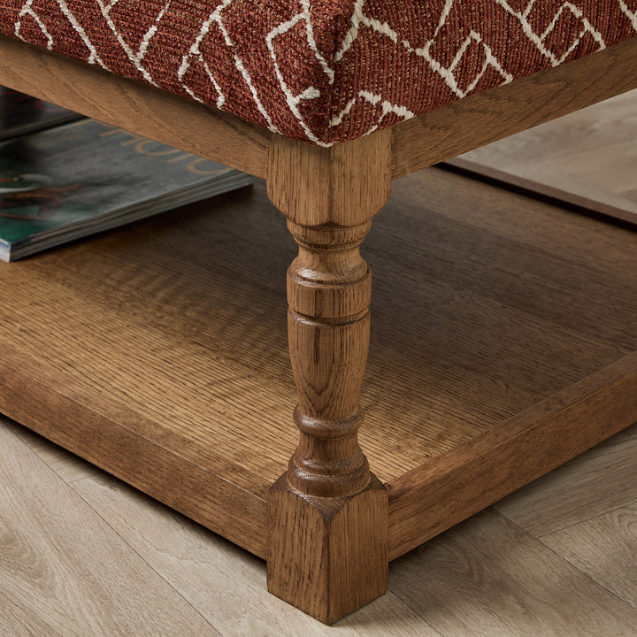 Hamilton Oak Framed Coffee Table stool (Savuti Terracotta) 110 x 60cm