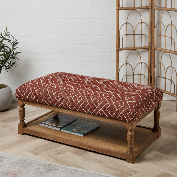Hamilton Oak Framed Coffee Table stool (Savuti Terracotta) 110 x 60cm