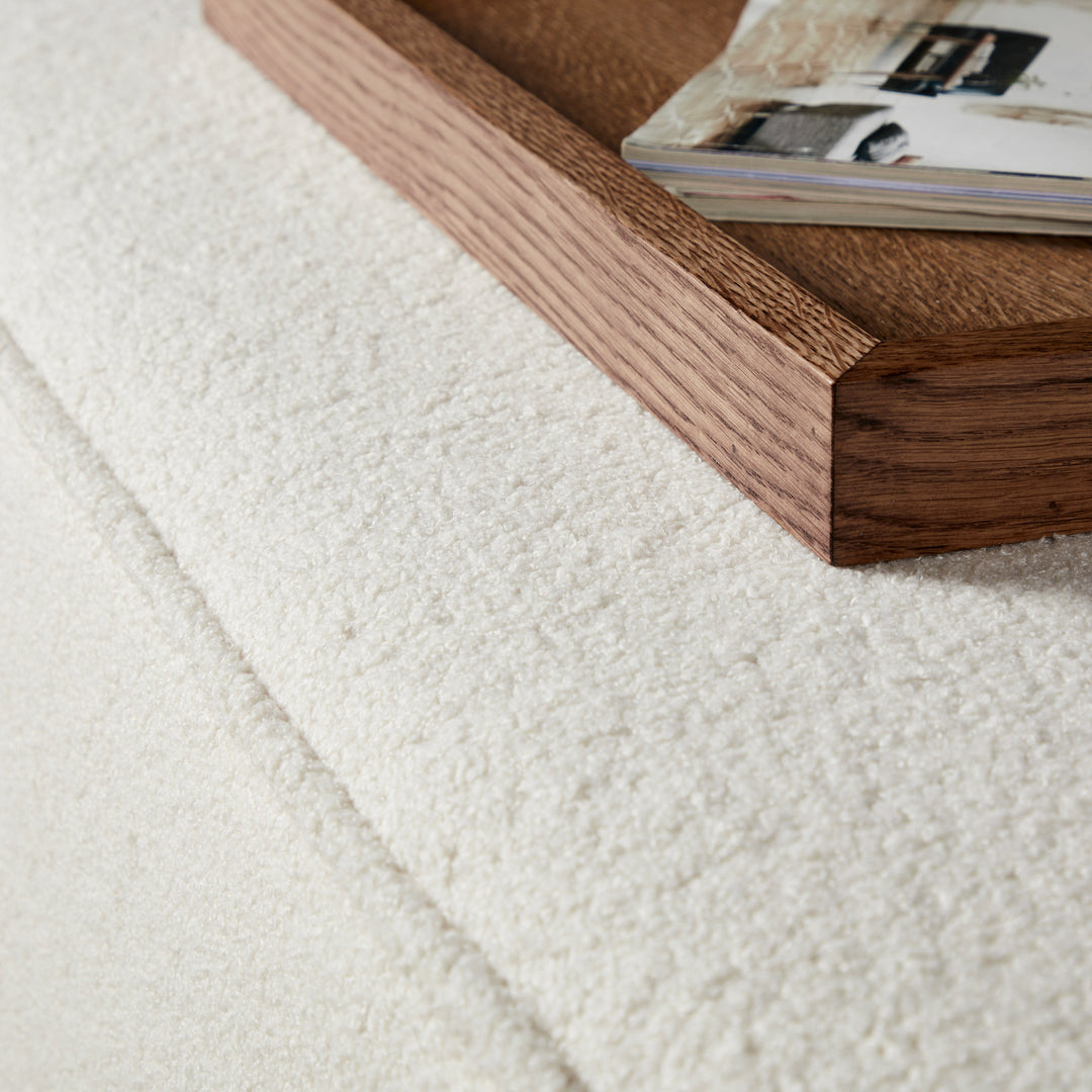 Porto Deep Ottoman Coffee Table Stool (Boho Soft Ivory) - Tray not included. 102 x 102cm