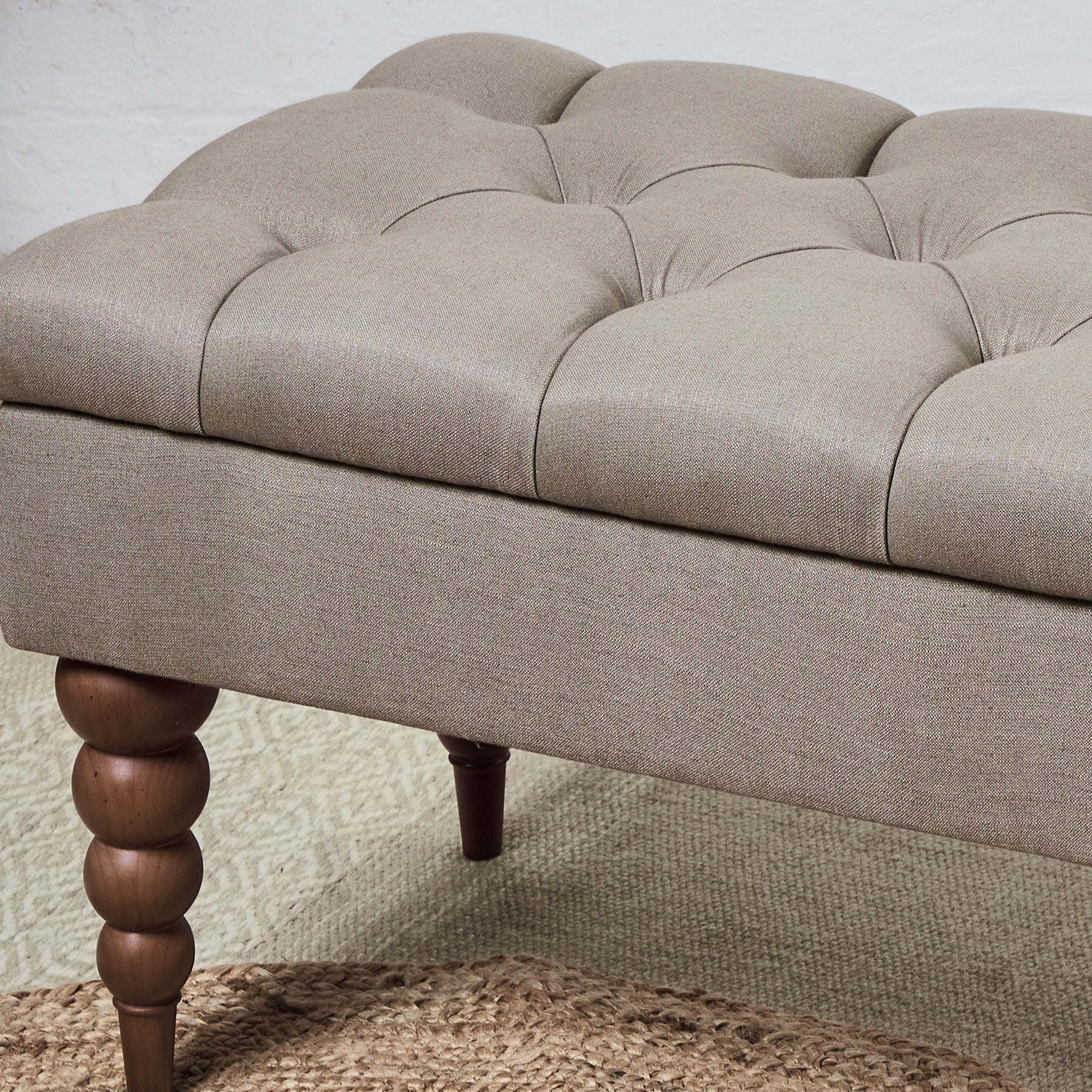 Buttoned Patterned Stool Seville Deep Buttoned : Deep Buttoned Bench Stool – Footstools & More