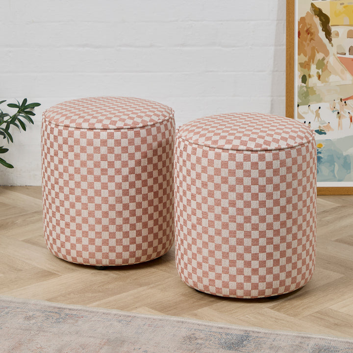 Camden Tall Piped (Damier Terracotta Check) 38cm Diam