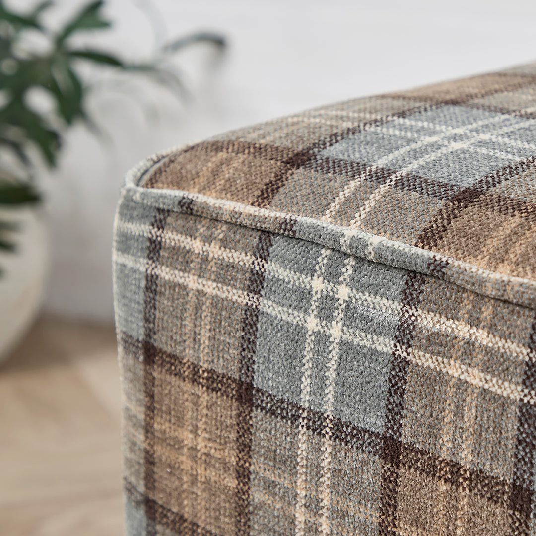 Oxford Piped Cube (Tartan Duck Egg) 46 x 46 x 46cm