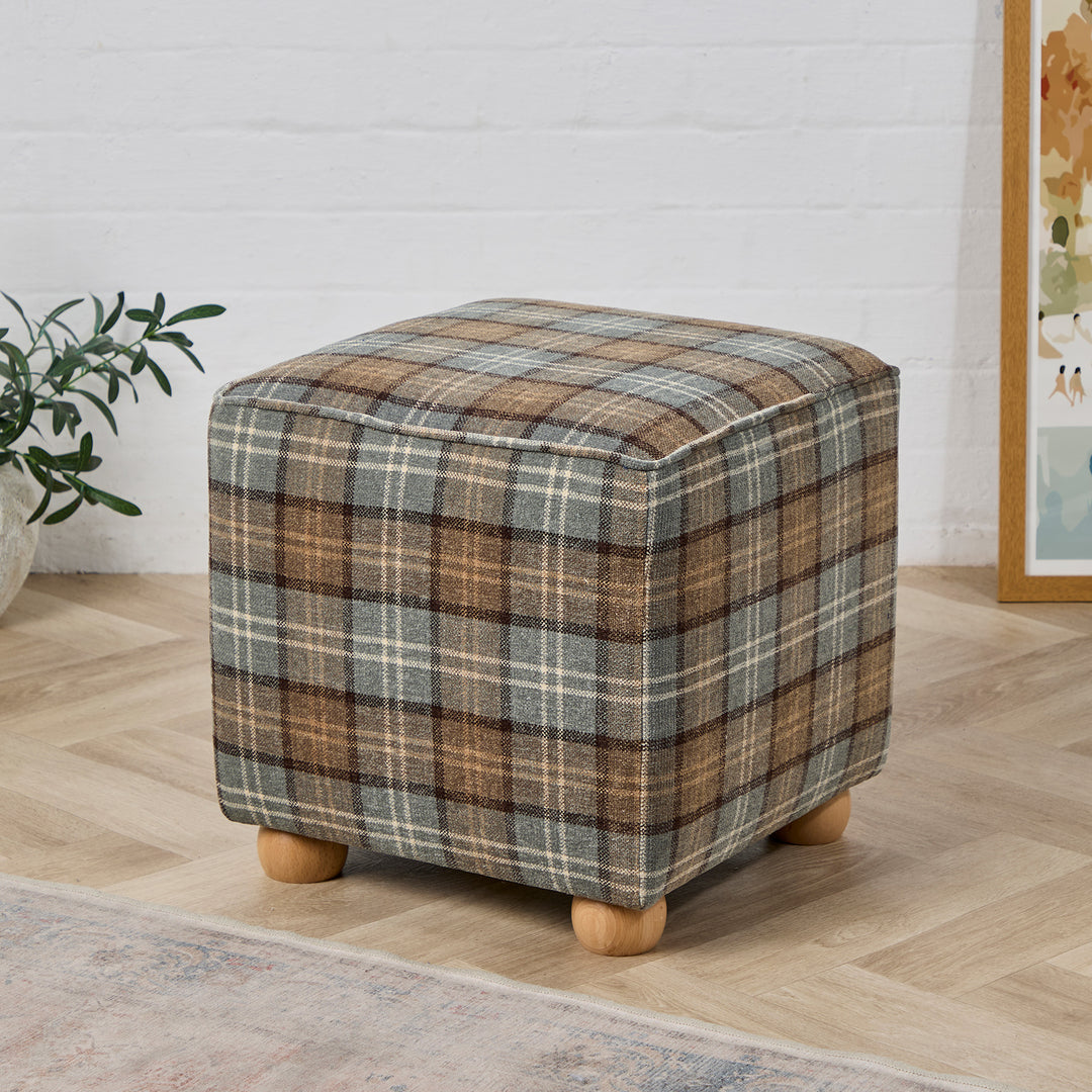 Oxford Piped Cube (Tartan Duck Egg) 46 x 46 x 46cm