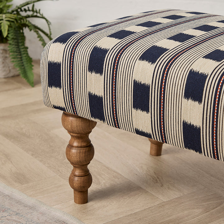 Richmond Small Footstool (Christopher Farr Lost & Found Navy) 61 x 41cm