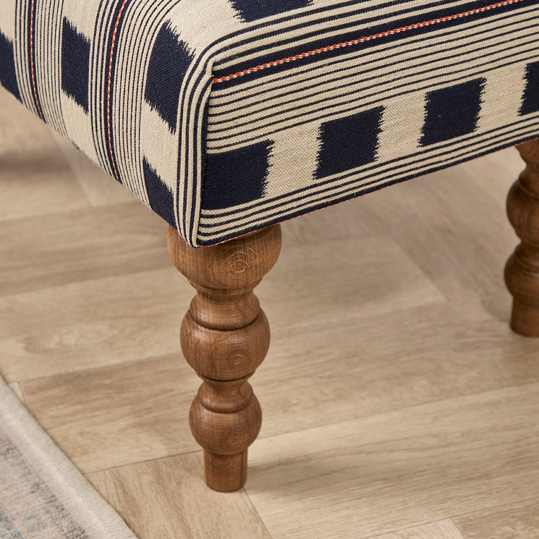 Richmond Small Footstool (Christopher Farr Lost & Found Navy) 61 x 41cm