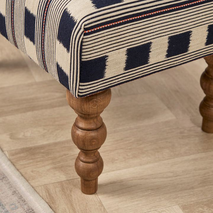 Richmond Small Footstool (Christopher Farr Lost & Found Navy) 61 x 41cm