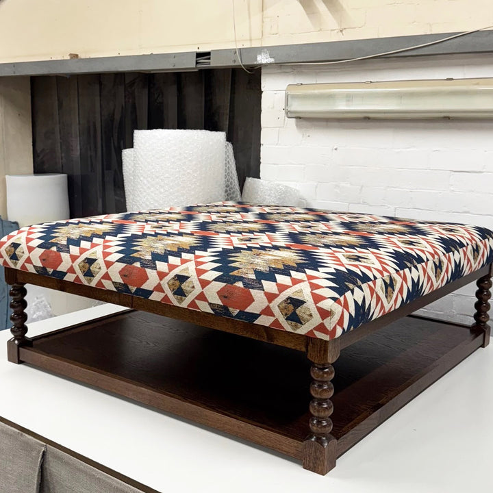 SALE - Paros Oak Framed Coffee Table Stool