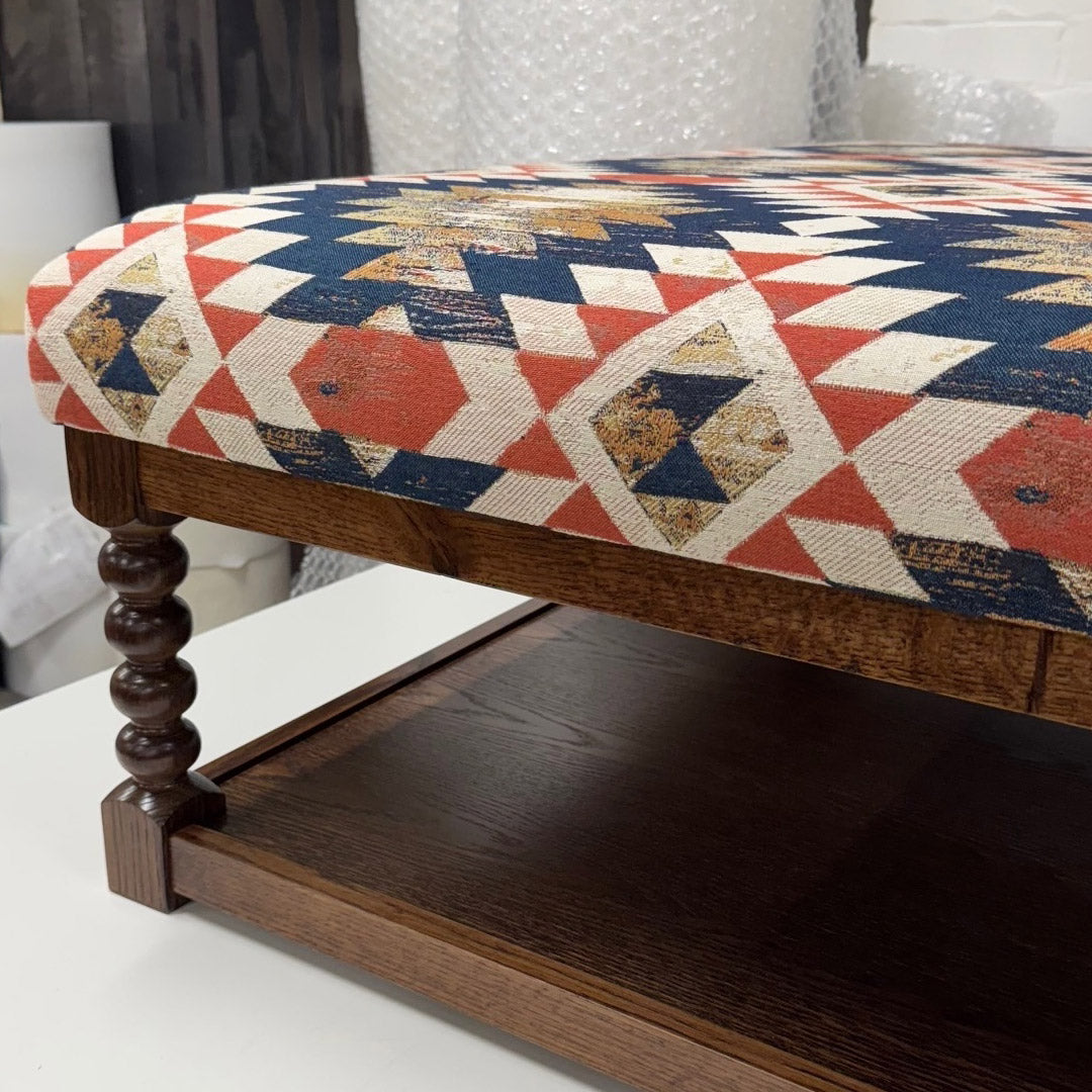 SALE - Paros Oak Framed Coffee Table Stool