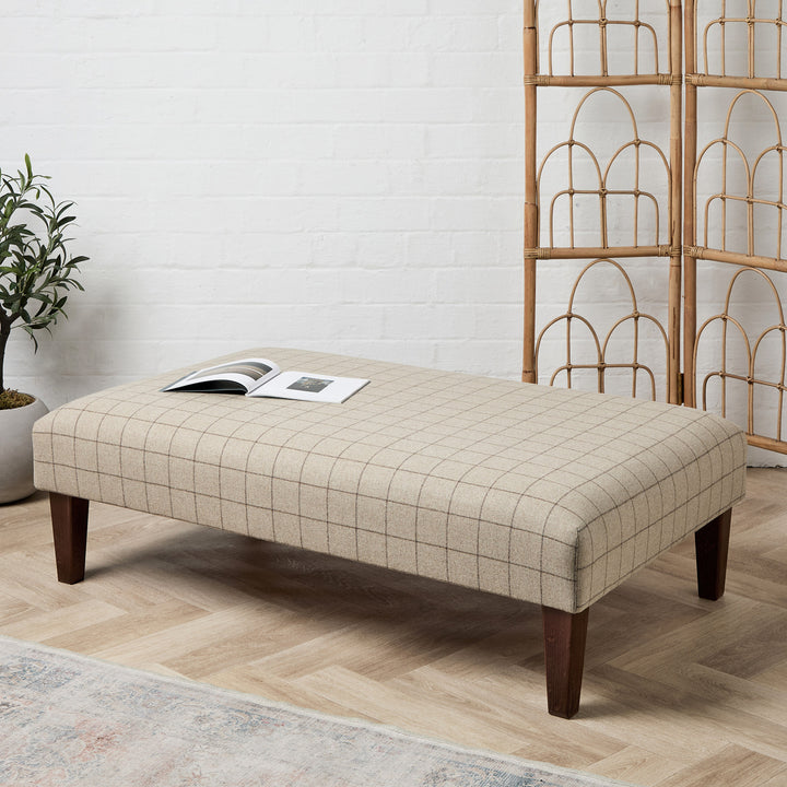 Heritage Coffee Table Stool (Wool Richmond Check Beige) 127 x 76cm