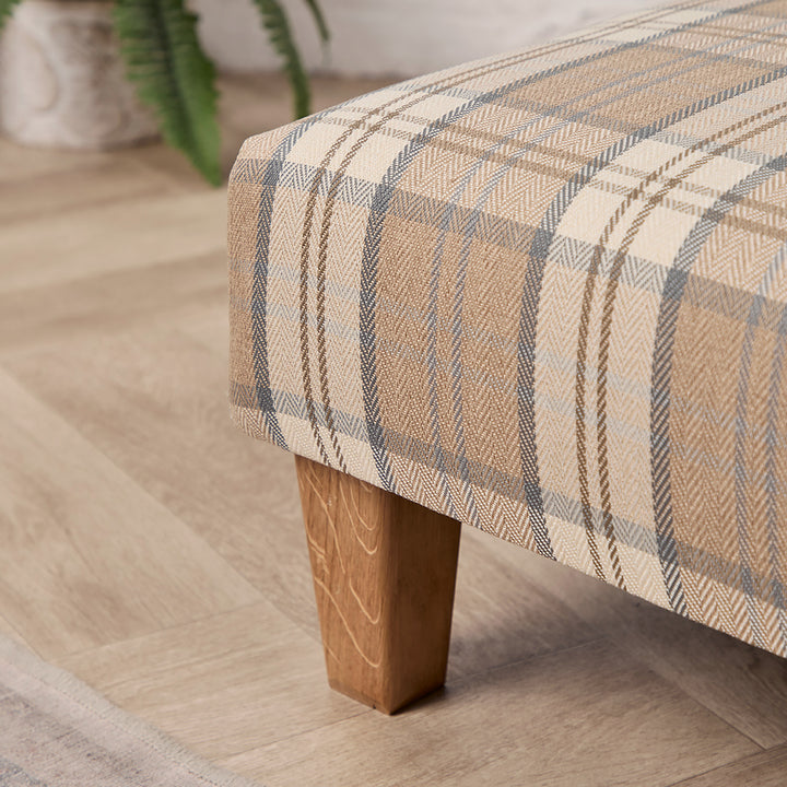 Richmond Small Footstool (Latte Plaid) 61 x 41cm