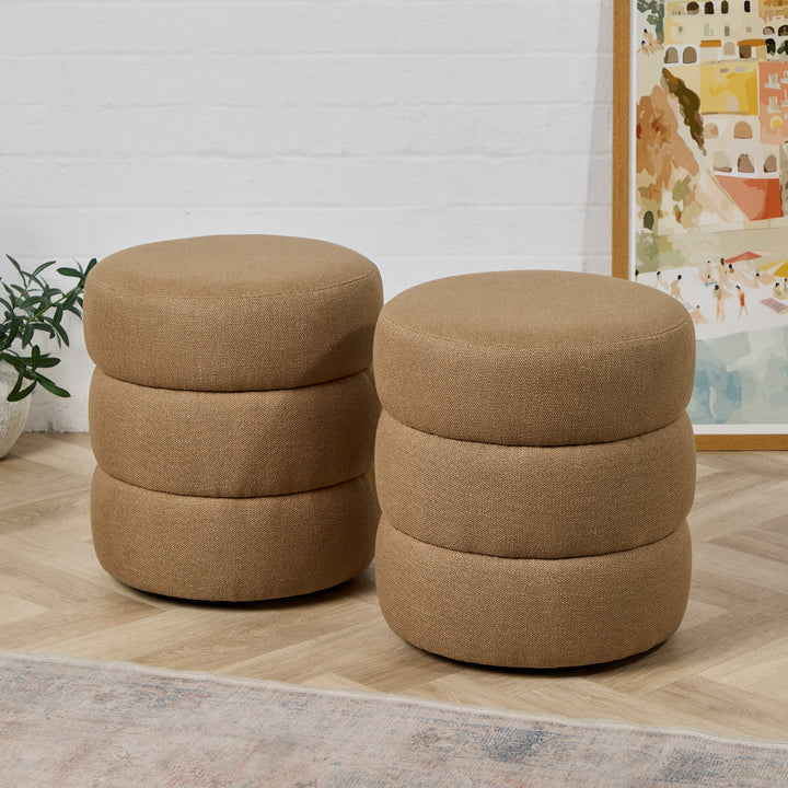 Helsinki Layered Drum (Kirkby Soho Havana Stonewashed linen) 43cm Diam